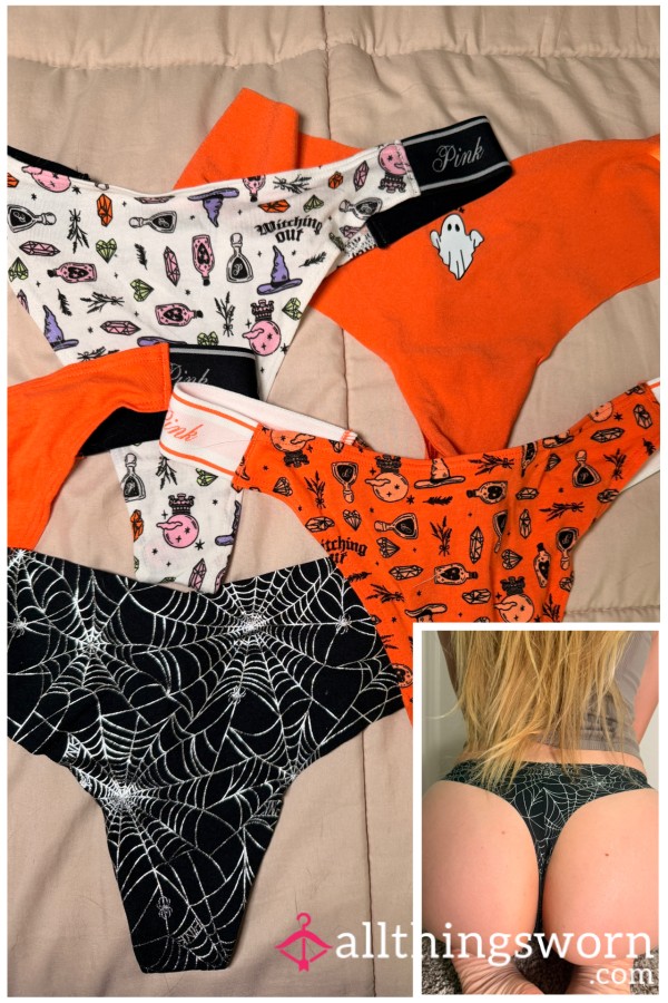 Worn Halloween Themed Thongs - Victoria’s Secret PINK