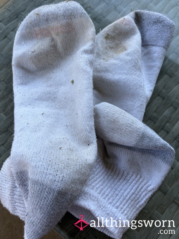 Worn Hanes Crew Socks