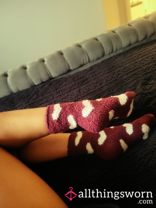 Worn Heart Fluffy Slipper Socks
