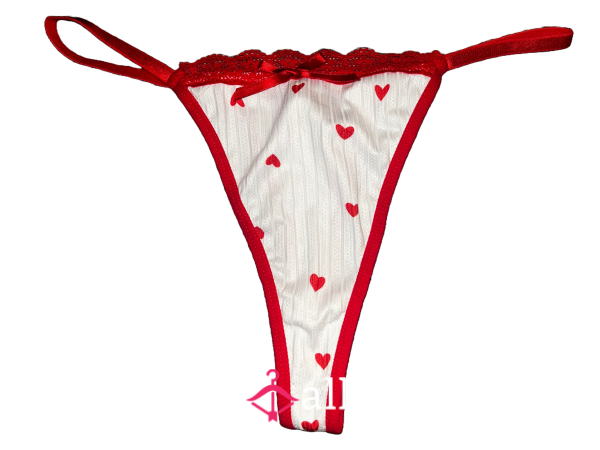Worn Heart-Print Thong