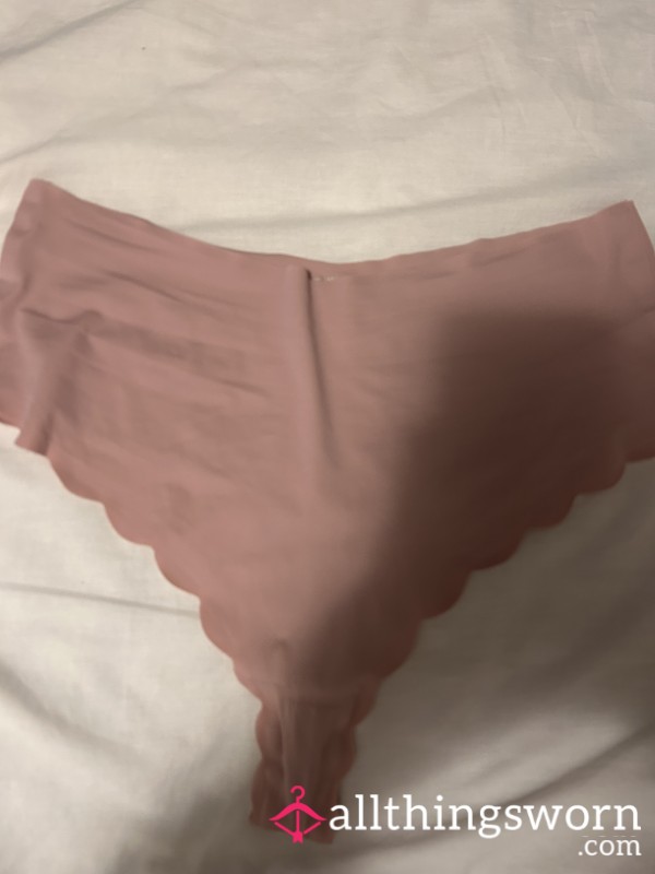 Worn High Waisted Pink Seamless Thong