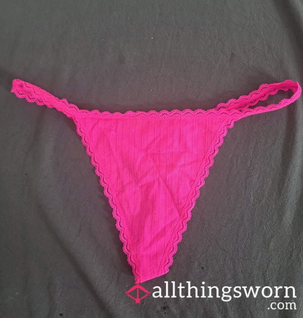 Worn Hot Pink Cotton G-String