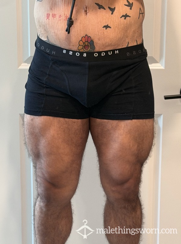 Worn Hugo Boss Cla**ic Gym Briefs - Solid Black Designer Essential