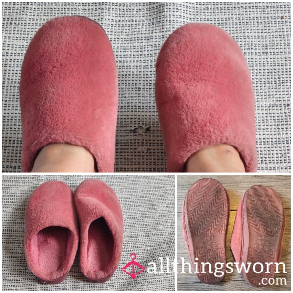 Worn In Soft Pink Slippers