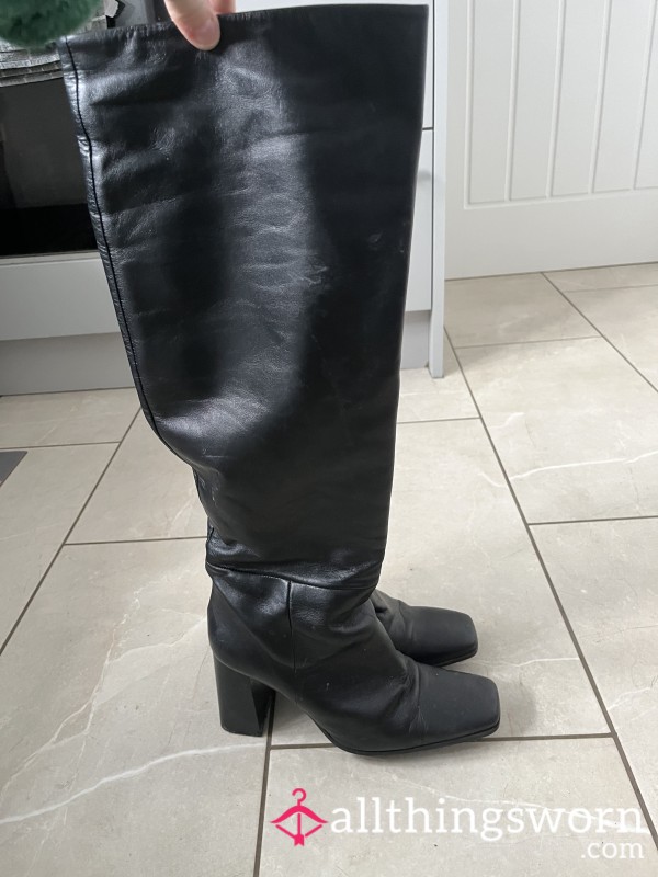 Worn Knee High Boots Size 6