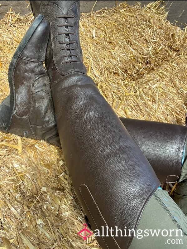 Worn Knee High Leather Horse Riding Boots