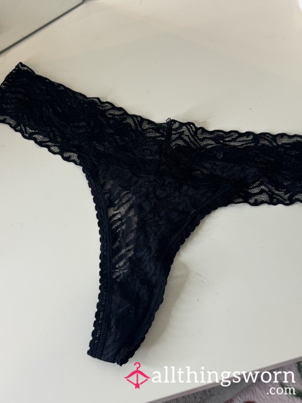 Worn Lace Black Thong