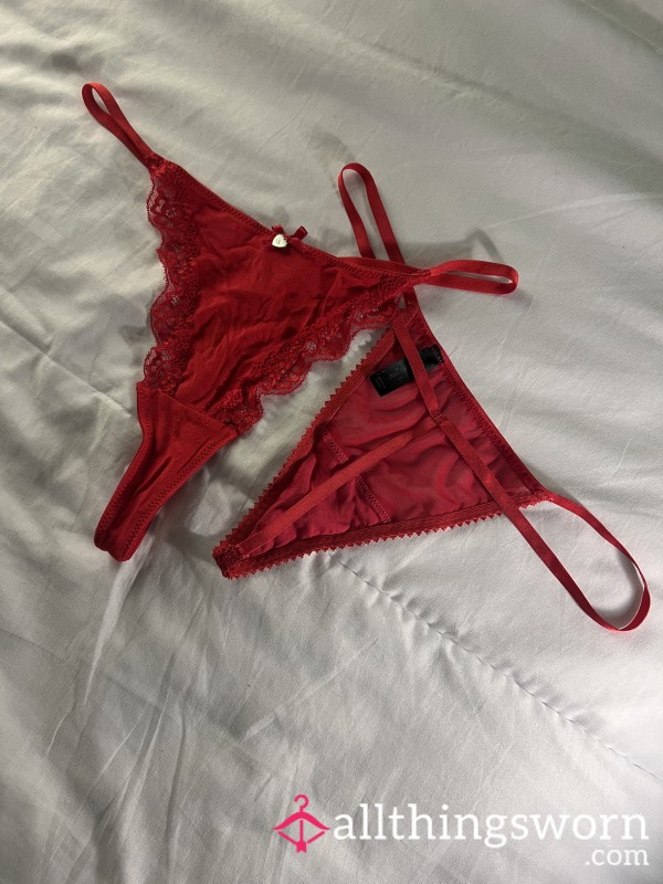 Worn Lacy Red G-strings