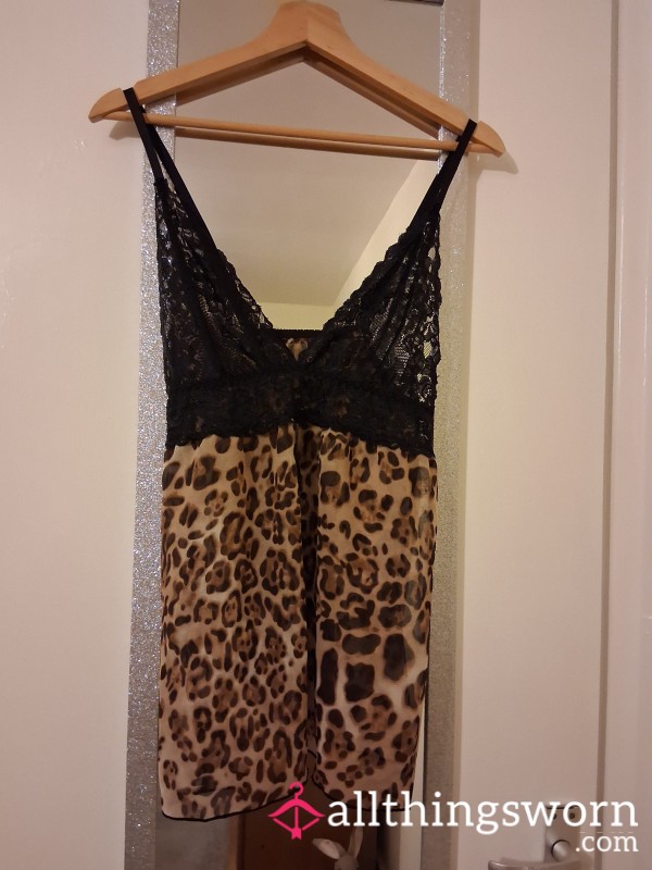 Leopard Print & Black Lace Open Front Chemise – Tight & Unforgettable