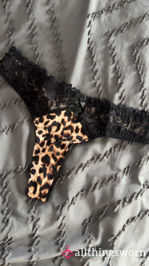 Worn Leopard Lace Thongs 🖤