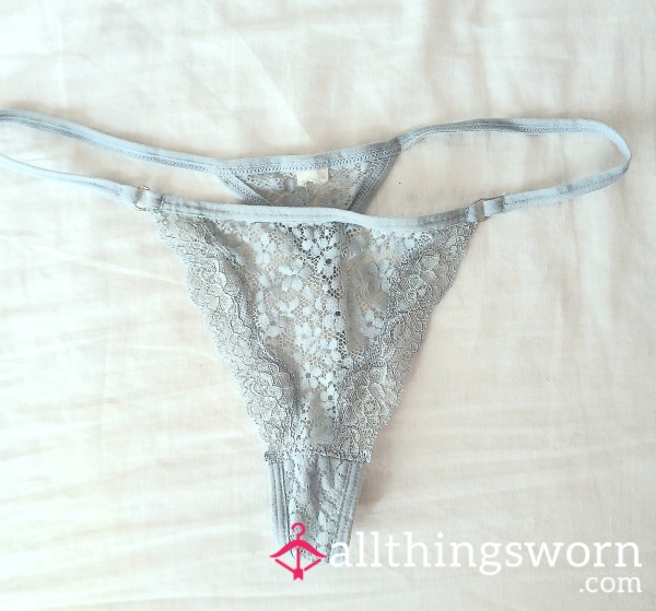 Worn Light Blue G-String, Size 12