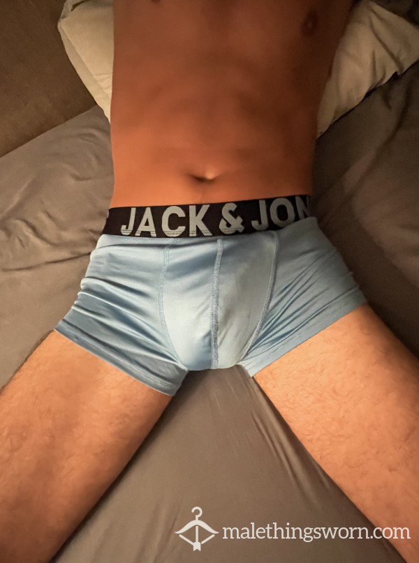 💦 Worn Light Blue Jack & Jones Boxer Briefs – Clingy Fit, Deep Musk, Synthetic Heat