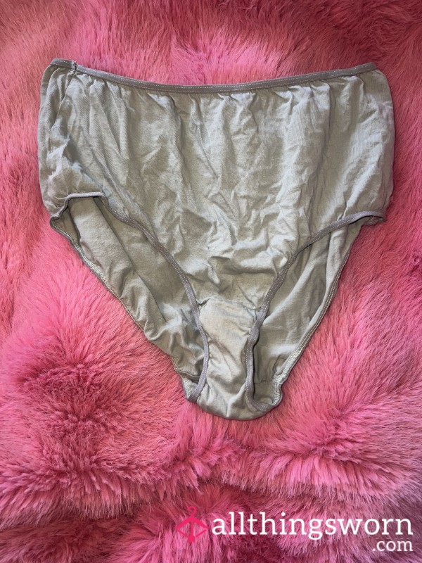 💚 Worn Light Green High Waisted Cotton Panties 12-14UK (M) 💚