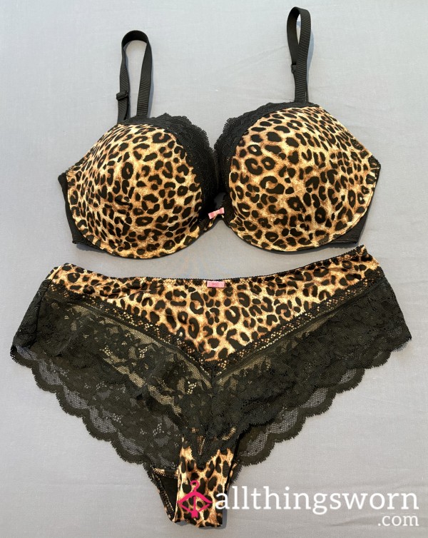 Worn Lingerie Set - Leopard Print