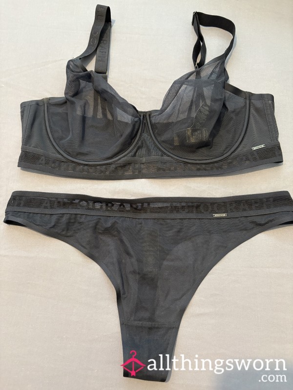 Worn Lingerie Set - Navy Blue