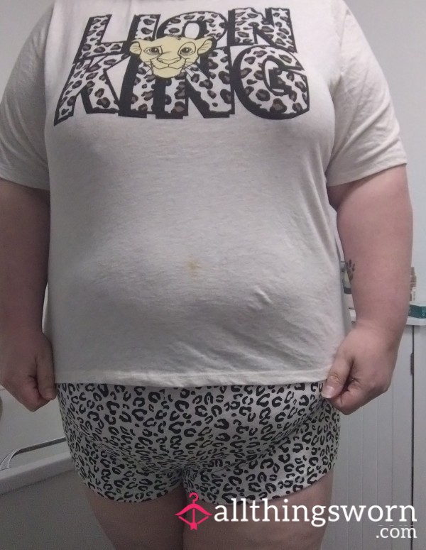 Worn Lion King Pjs, Shorts And T-shirt