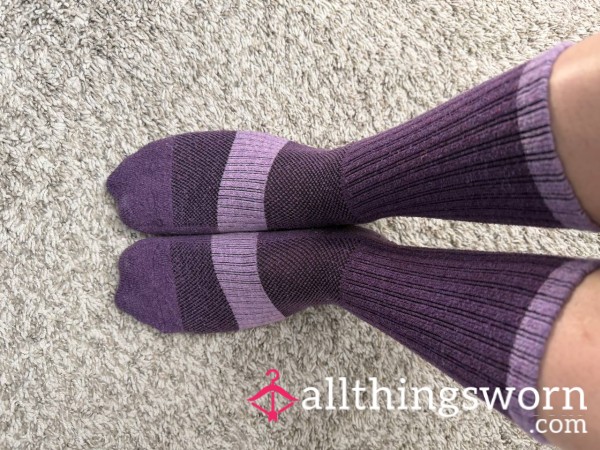 Worn Long Purple Socks