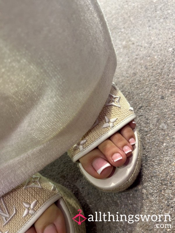 Worn Louis Vuitton White Monogram Espadrilles + Exclusive Dinner Video 🍷👣 French Tips & Leather