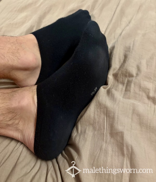 Worn Low Cut Black Socks