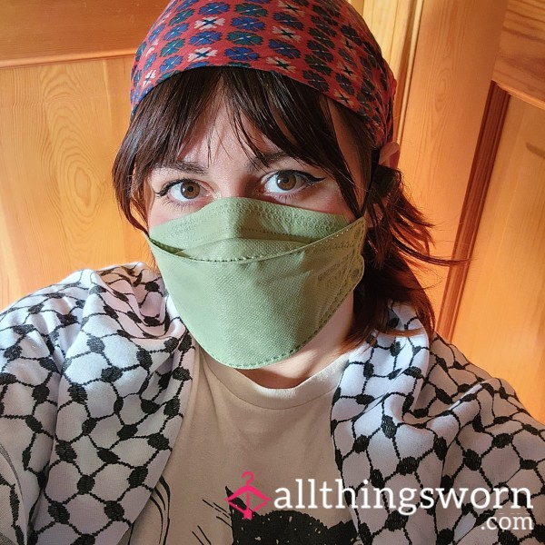 Worn Mask Multi Color Kiss Marks Inside