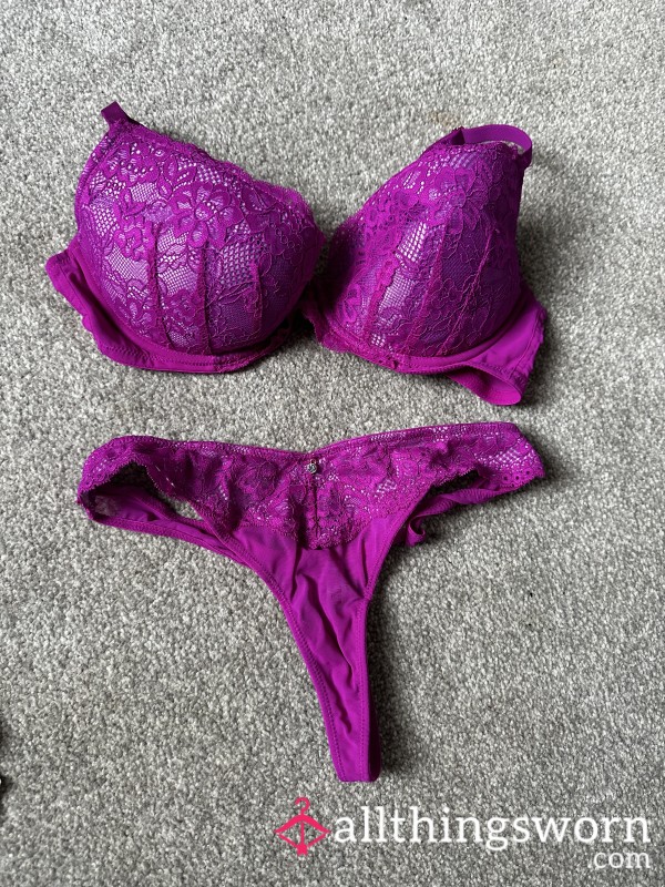 Worn Matching Bra And Thong Set