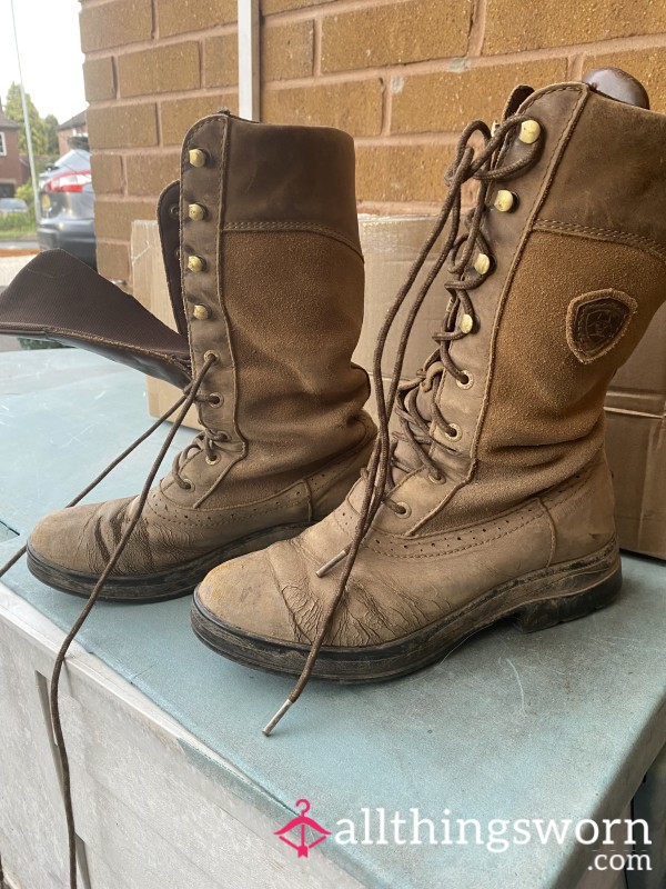 Worn Muddy Yard Boots