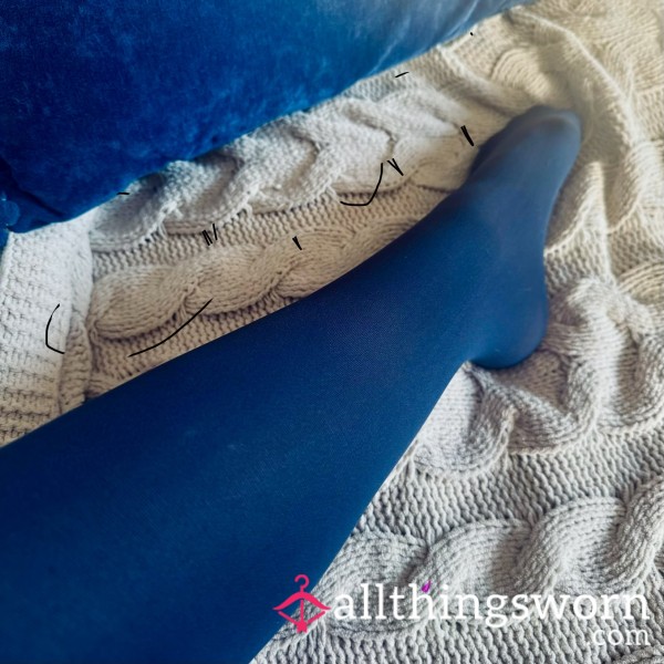 Worn Navy Blue Ladies Tights.