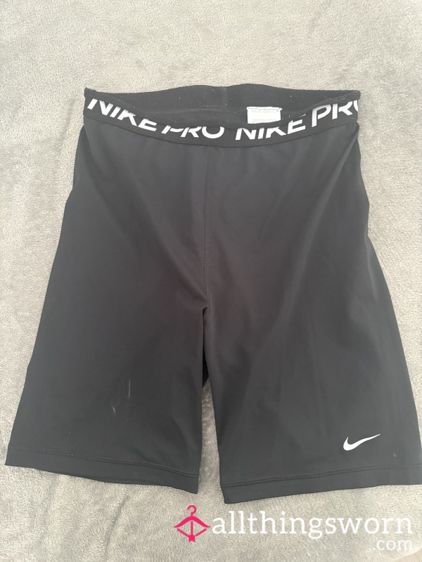 Worn Nike Pro Black Compression Shorts – Sleek Athletic Fit Performance Activewear