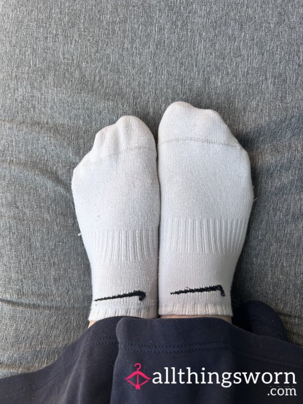 Worn Nike White Socks – Natural Wear & Hole