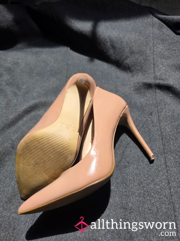 Worn Nude Stiletto Heels