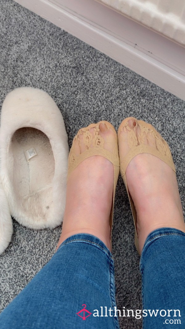 Worn Nylon Lace Footsies – Seductively Worn 3+ Days, Intense Scent & Texture