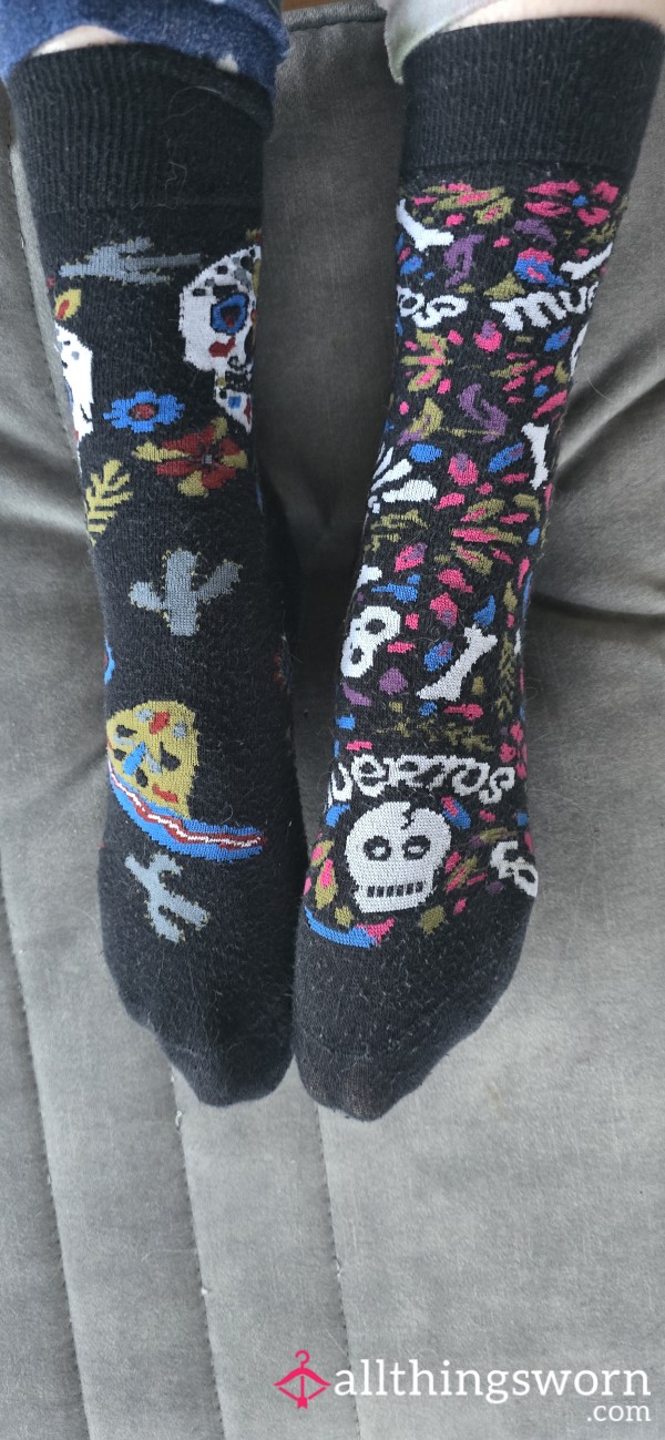 Worn Odd Skull Socks