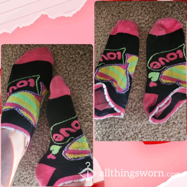 Worn Stretched Love Ankle Socks!