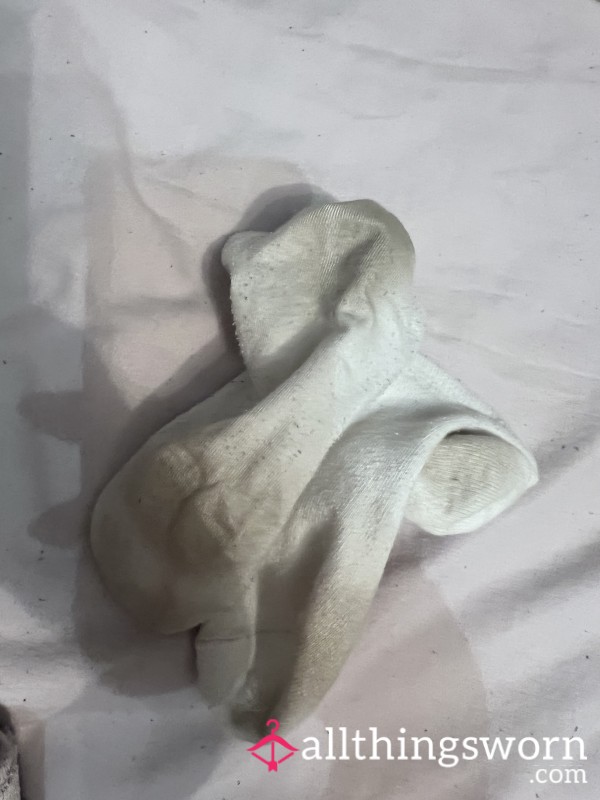 Worn Old Trainer Socks, White