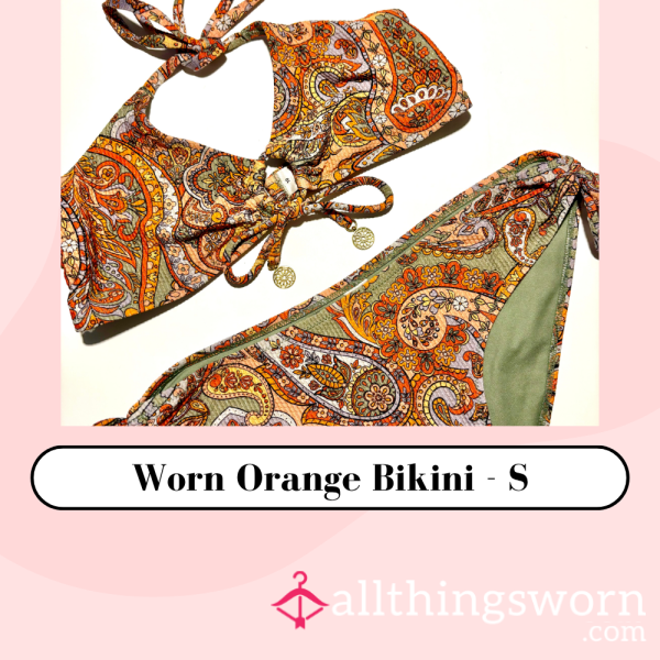 🍊 Worn Orange Paisley Print Bikini - Includes P&P 🍊