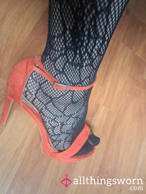 Worn Orange Stiletto Sandals