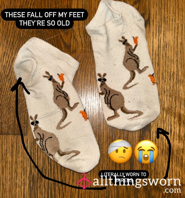 WORN OUT ANKLE SOCKS So Loose They Fall Off, Stained, Pilling, Kangaroo Socks