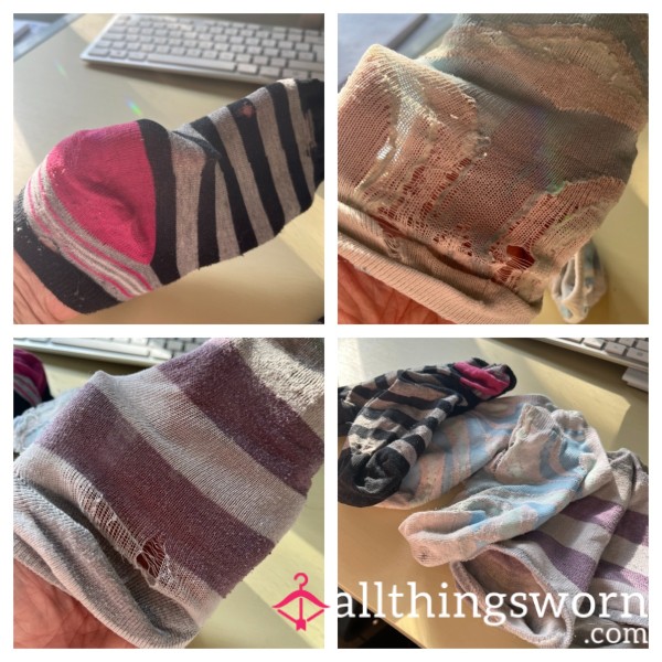 Worn Out Ankle Socks With Holes