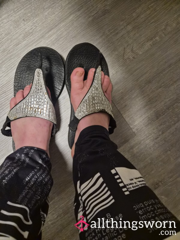 Worn Out Memory Foam Skechers Flip Flops