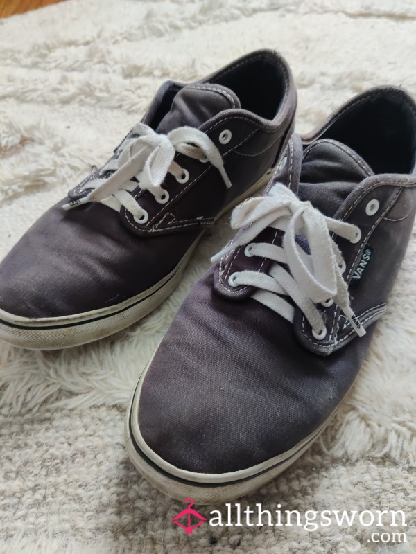 Worn Out Navy Blue Vans Lo-pros, New Laces