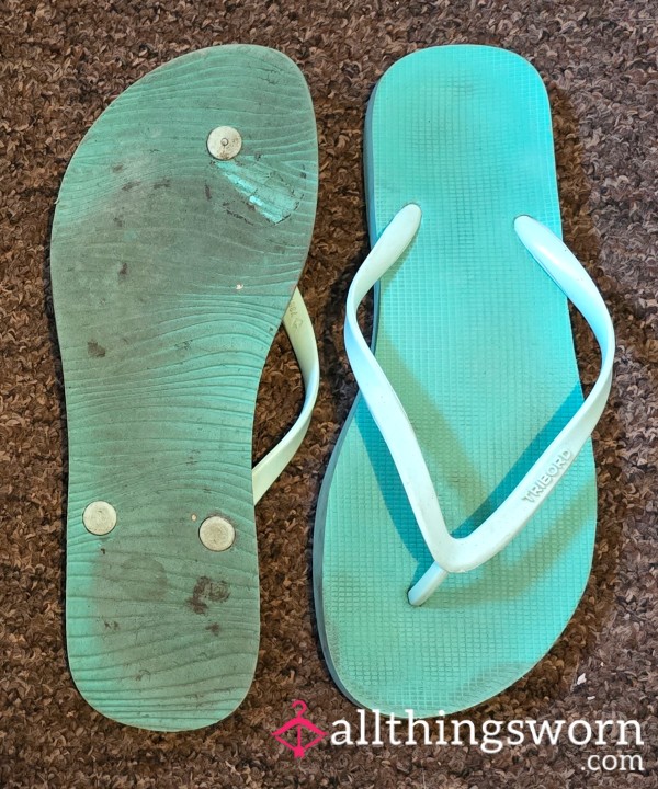 Worn Out Summer Flip Flops - UK7 US10 EU40