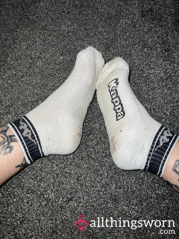 Worn Out White Ankle Socks