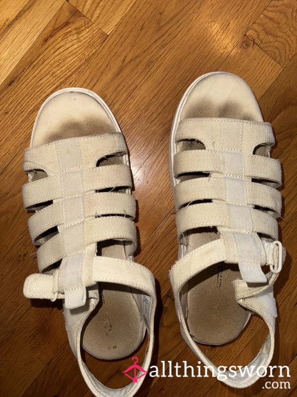 Worn Out White Tom’s Sandals