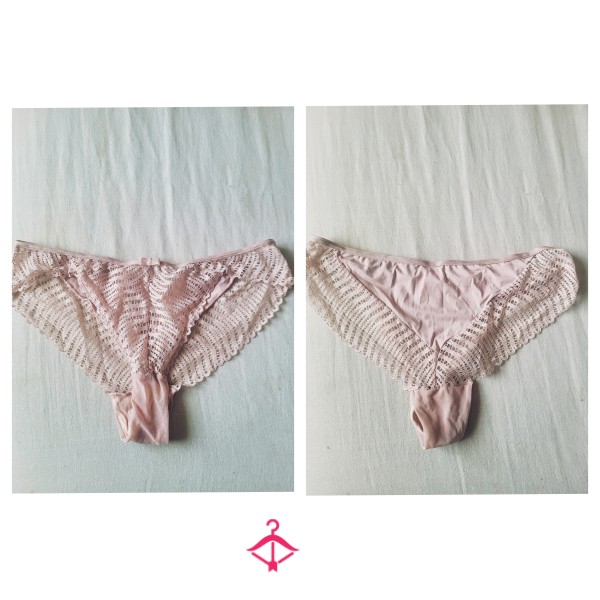 Worn Pale Pink Lace Panties