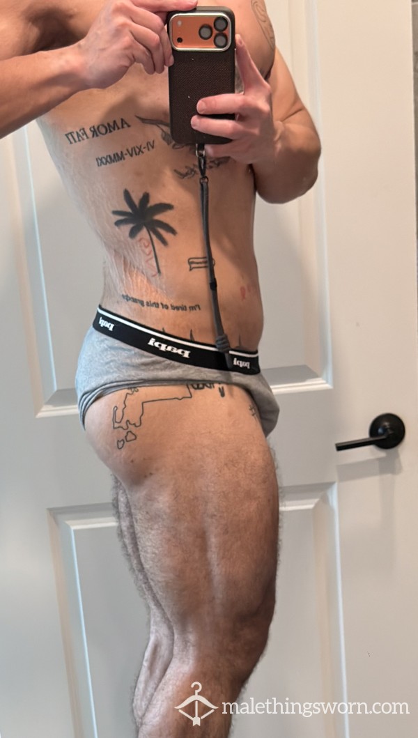 Worn Papi Gray Hip Briefs - 100% Cotton Gym Staple - Size XL