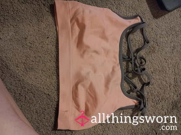 Worn Peach Strappy Sports Bra – Sweet Color, Dirty Secrets (Size M/L)