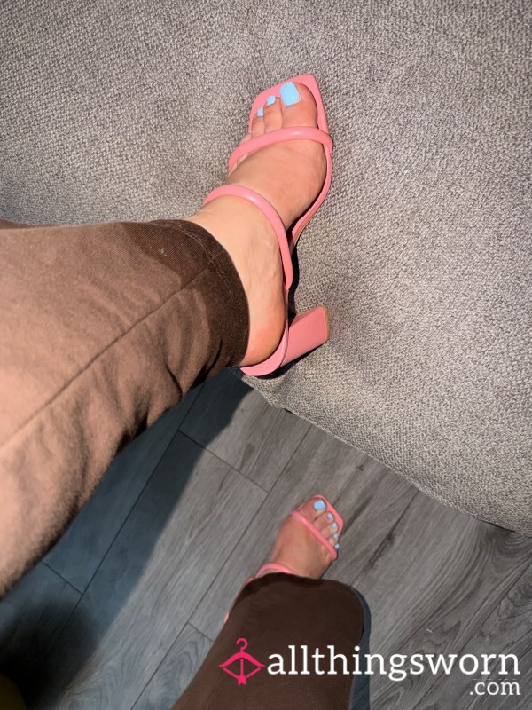 Worn Pink Block Heels