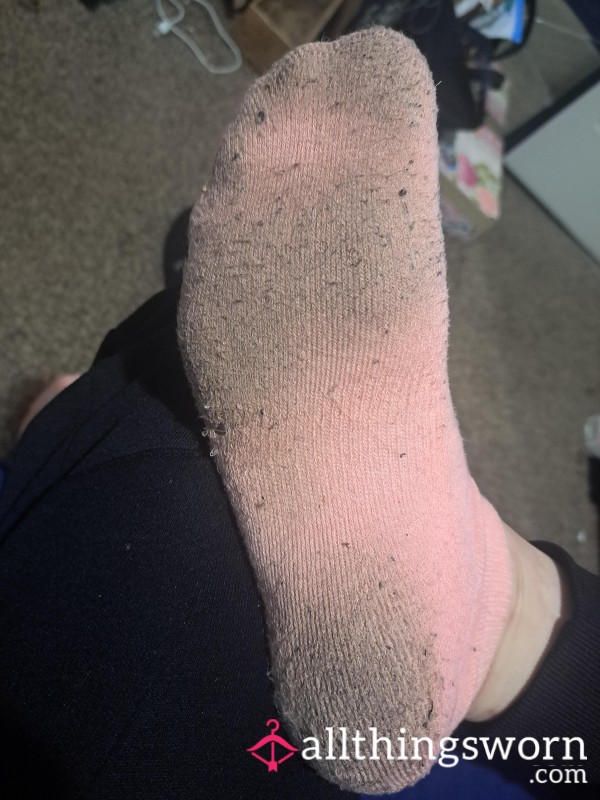 Worn Pink Cotton Socks Soft And Sweaty From Skye  Pretty In Pink. Filthy Underneath.