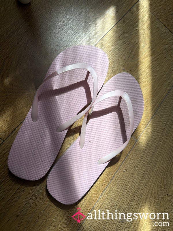 🩷 Worn Pink Flip Flops