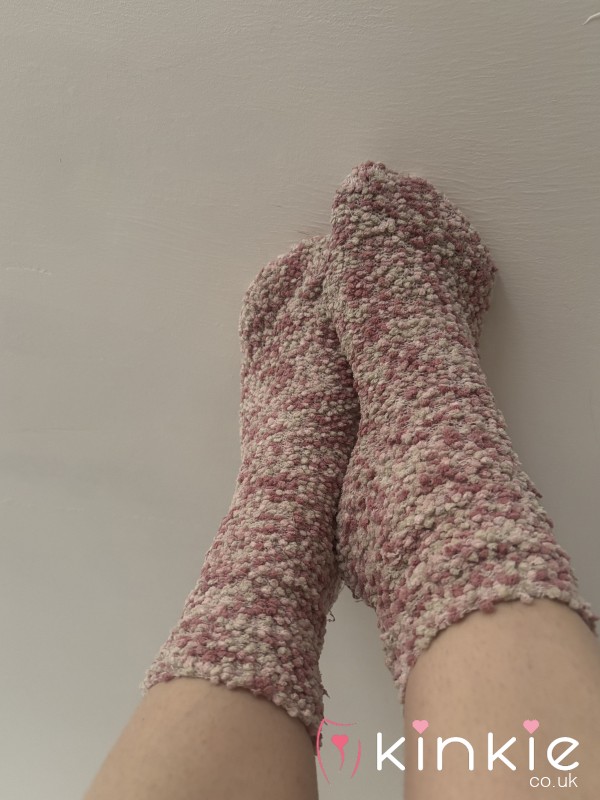Worn Pink Fluffy Socks